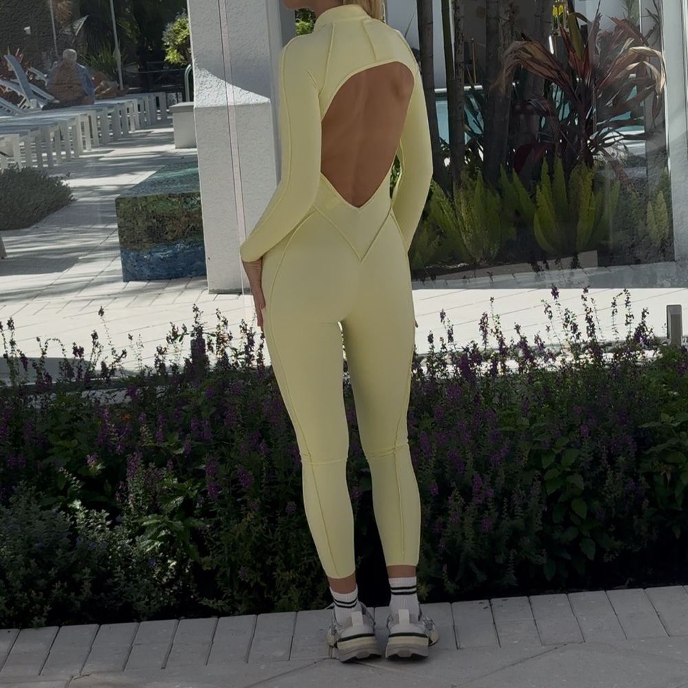 Yellow Open-Back Jumpsuit